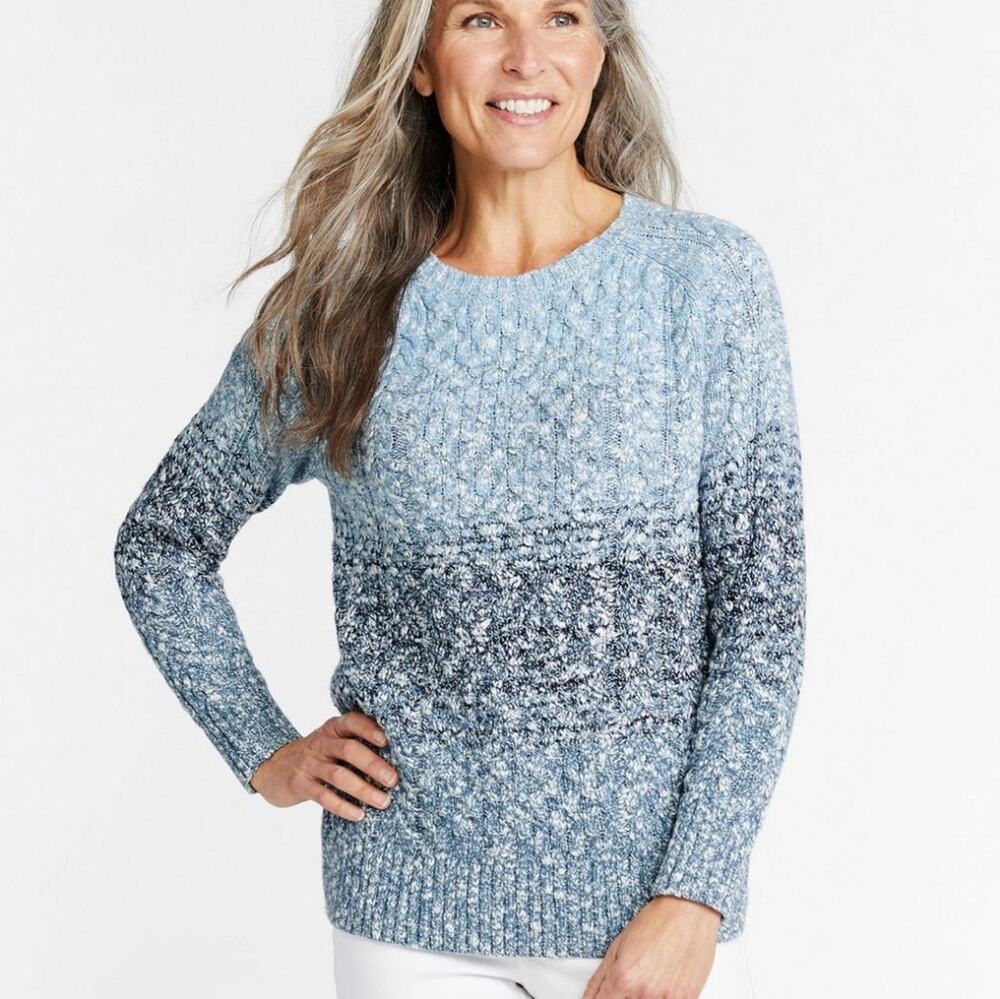 L.L. Bean Women's Cotton Ragg Sweater, Crewneck Space-Dye Large
